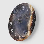 Grijze Wolf Gezicht Wildlife-Supporter Art Clock Grote Klok (Hoek)
