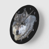 Grijze Wolf Gezicht Wildlife-Supporter Art Clock Ronde Klok (Hoek)