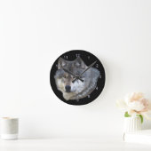 Grijze Wolf Gezicht Wildlife-Supporter Art Clock Ronde Klok (Huis)