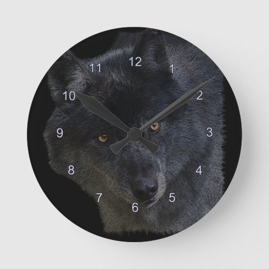 Grijze Wolf Gezicht Wildlife-Supporter Art Clock Ronde Klok (Voorkant)