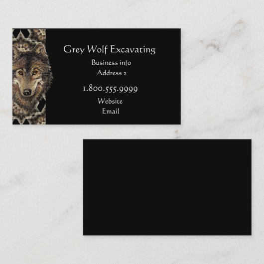 Grijze Wolf gravend aangepast Visitekaartje (Voorkant / Achterkant)