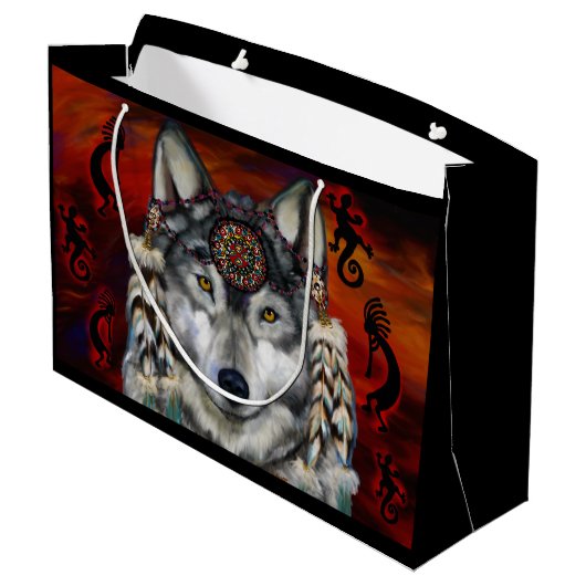 GRIJZE WOLF GROOT CADEAUZAKJE (Achterkant Gekanteld)