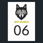 Grijze Wolf, Halloween Party Kaart<br><div class="desc">Grijze Wolf,  partijnummerkaarten zijn perfect voor iedereen die een moderne en stijlvolle viering plant. Het wolvenontwerp kan worden aangepast aan uw speciale evenement en zal de perfecte tafelkaart zijn voor elke moderne partij,  inclusief Halloween Party,  bachelor en bachelorette,  verjaardagsfeestjes en nog veel meer.</div>