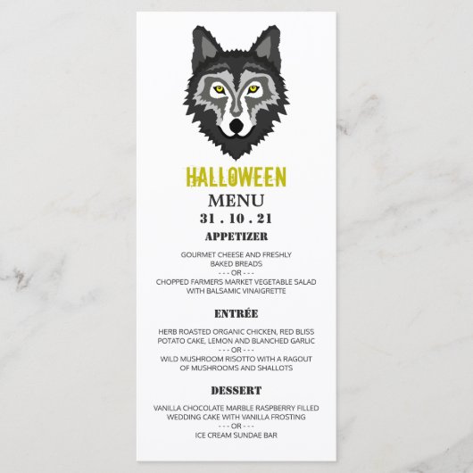 Grijze Wolf, Halloween Party Menu (Voorkant)