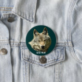Grijze Wolf Head Wildlife-lover Collector Badge Ronde Button 7,6 Cm (In situ)