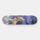 Grijze Wolf Howling op het Moon Schaats Deck Persoonlijk Skateboard (Horizontaal)