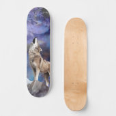 Grijze Wolf Howling op het Moon Schaats Deck Persoonlijk Skateboard (Voorkant)