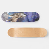 Grijze Wolf Howling op het Moon Schaats Deck Persoonlijk Skateboard (Horizontaal)