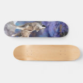 Grijze Wolf Howling op het Moon Schaats Deck Persoonlijk Skateboard (Horizontaal)
