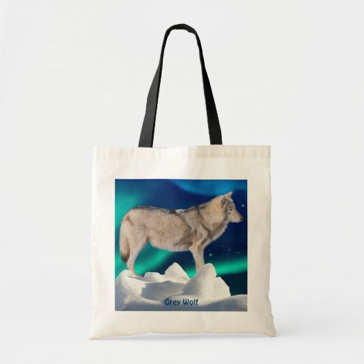 Grijze Wolf, Ice, Aurora & Stars Canvas tas Collec (Voorkant)