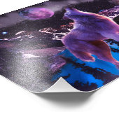 Grijze wolf in bos foto afdruk (Hoek)