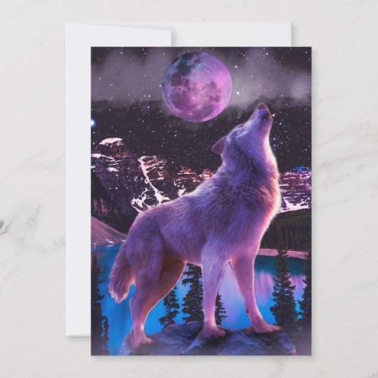 Grijze wolf in bos kaart (Achterkant)