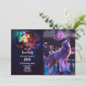 Grijze wolf in bos kaart (Staand voorkant)