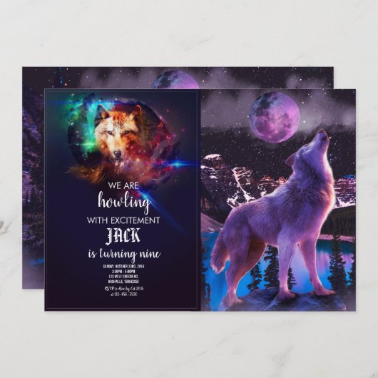 Grijze wolf in bos kaart (Voorkant / Achterkant)