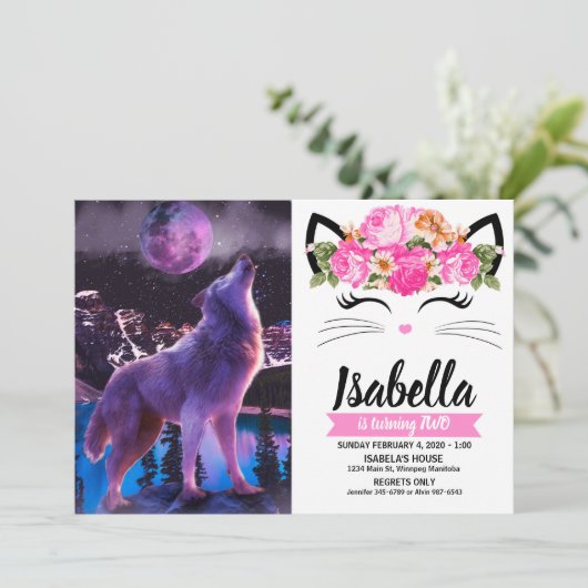 Grijze wolf in bos kaart (Staand voorkant)