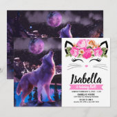 Grijze wolf in bos kaart (Voorkant / Achterkant)