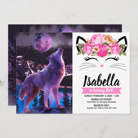 Grijze wolf in bos kaart (Voorkant / Achterkant)