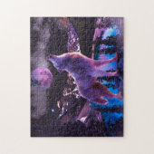 Grijze wolf in bos legpuzzel (Verticaal)