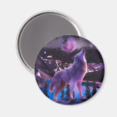 Grijze wolf in bos magneet (Voorkant / Achterkant)