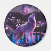 Grijze wolf in bos magneet (Voorkant)