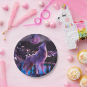 Grijze wolf in bos papieren bordje (Feest)