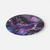 Grijze wolf in bos papieren bordje (Gekanteld)