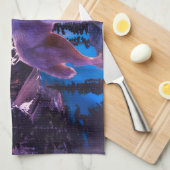 Grijze wolf in bos theedoek (Quarter Fold)