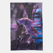 Grijze wolf in bos theedoek (Verticaal)