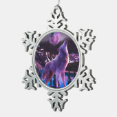 Grijze wolf in bos tin sneeuwvlok ornament (Rechts)