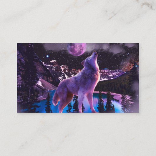 Grijze wolf in bos visitekaartje (Achterkant)