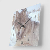Grijze Wolf in de winter Vierkante Klok (Hoek)