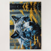 Grijze Wolf in Gouden Bos Legpuzzel (Verticaal)