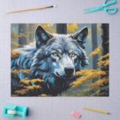 Grijze Wolf in Gouden Bos Tissuepapier (Craft)