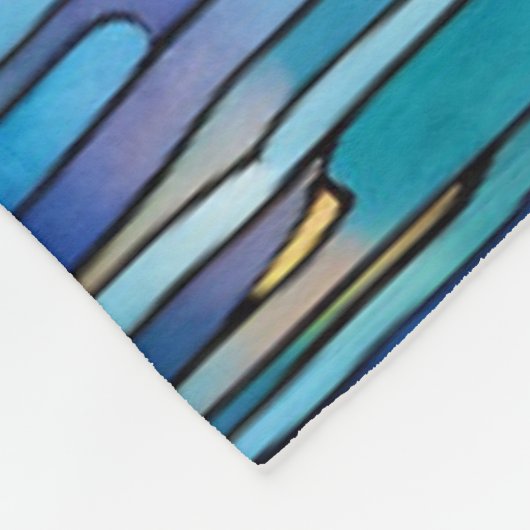 Grijze Wolf in het bos Glas in lood Kijk Fleece Deken (Hoek)