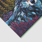 Grijze wolf in het bos in Glas in lood Tissuepapier (Detail)