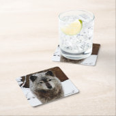 Grijze Wolf in sneeuw Kartonnen Onderzetters (Insitu)