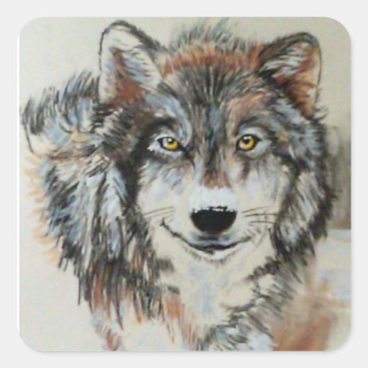 Grijze Wolf in Sneeuw Stickers (Voorkant)