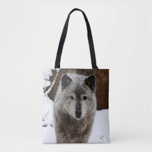 Grijze Wolf in sneeuw Tote Bag