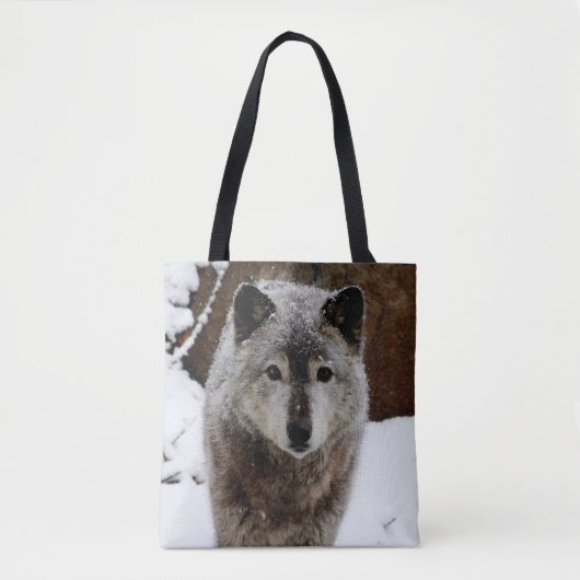 Grijze Wolf in sneeuw Tote Bag (Voorkant)