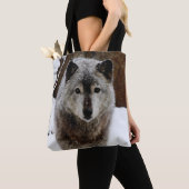 Grijze Wolf in sneeuw Tote Bag (Dichtbij)