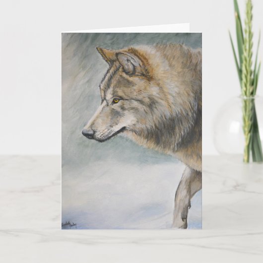 Grijze wolf in Storm Wildlife Art Wenskaart Kaart (Voorkant)