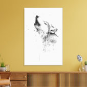 Grijze wolf in Waterverf schilderstijl Canvas Afdruk (Insitu (Woonkamer))
