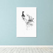 Grijze wolf in Waterverf schilderstijl Canvas Afdruk (Insitu (Houten vloer))