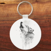 Grijze wolf in Waterverf schilderstijl Sleutelhanger (Voorkant)