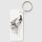 Grijze wolf in Waterverf schilderstijl Sleutelhanger (Achterkant)