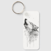 Grijze wolf in Waterverf schilderstijl Sleutelhanger (Voorkant)