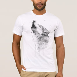 Grijze wolf in Waterverf schilderstijl T-shirt