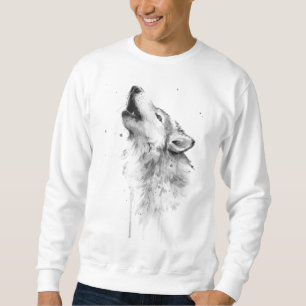 Grijze wolf in Waterverf schilderstijl Trui
