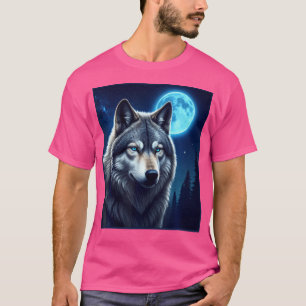 Grijze Wolf Jachtgrond Icy Moon Forest Wolf Moon T-shirt