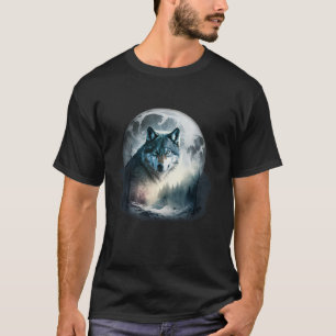 Grijze wolf jachtgronden Icy Moon Forest Galaxy L T-shirt